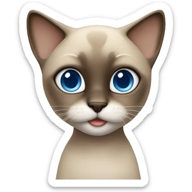 Dark Brown face - beige body and ears female thai cat with blue eyes  sticker