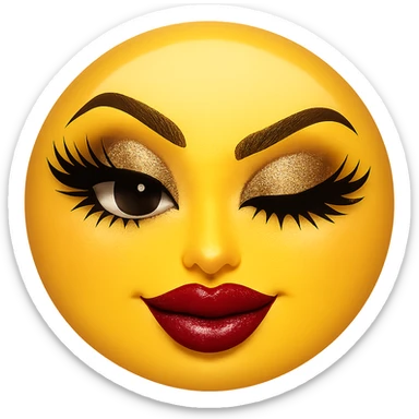 slay emoji, fierce wink, glamorous, no background sticker