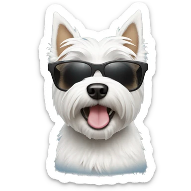 Westie dog with sunglasses sticker