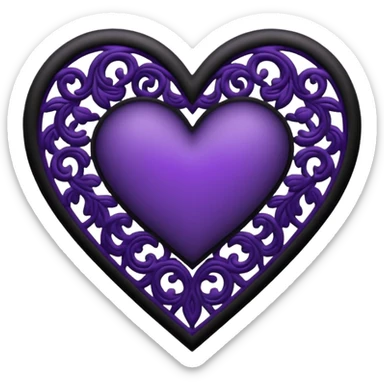 black and purple lace heart sticker