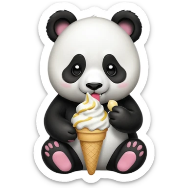Panda eating ice cream sticker
