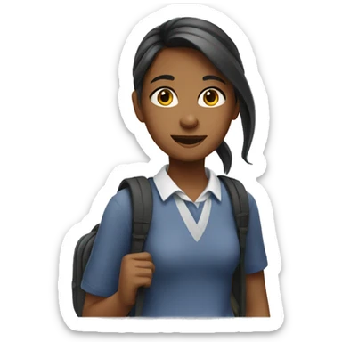 Girl goes to school.  sticker