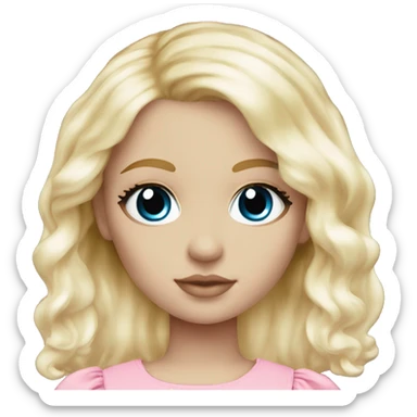 ocean blue doll eyes, blonde hair, feminine, pink, girl, angelic sticker
