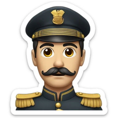 distinctive mustache, short dark hair, and a stern facial expression. He had a small, moustache above his upper lip and was often depicted wearing military  sticker