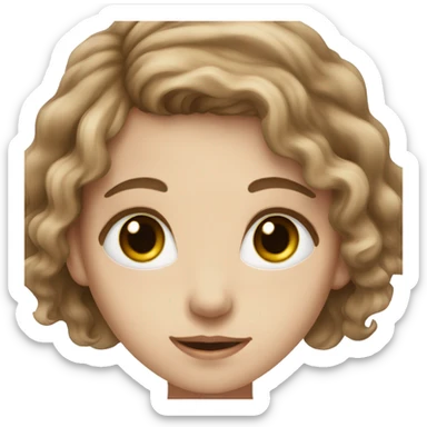 (pale girl) (GREEN eyes) and wavy brown hair sticker