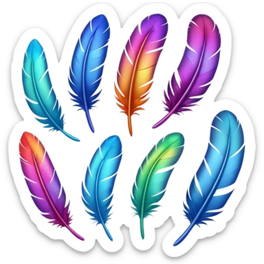 Different colored feathers floating ￼ sticker