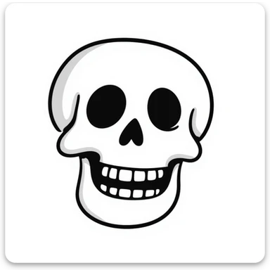skeleton head, hand drawn doodle style sticker