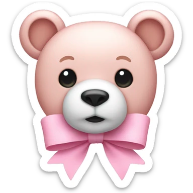 light pink bear bow sticker