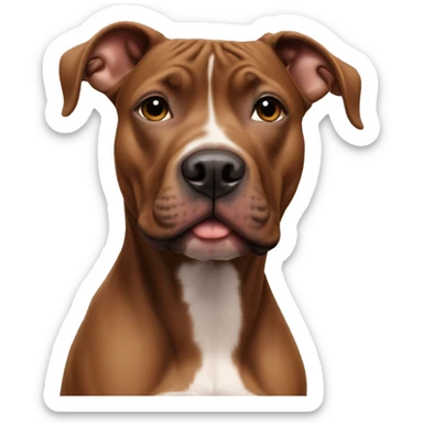 Young all brown pitbull with black nose sticker