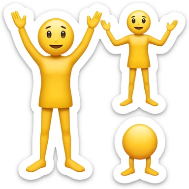 A yellow emoji with legs shrugging sticker