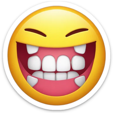 Smiley face with upper teeths biting lower lip sticker