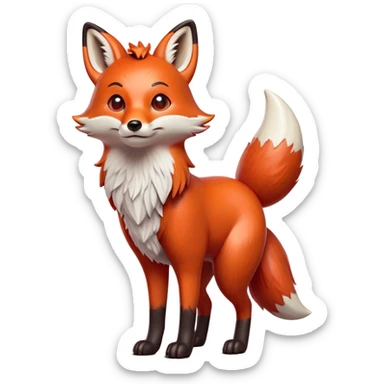 cinematic-[fox]-realistic-full-body-standing on all fours-emoji,-tail-tucked-close,-head-tilted-dramatically,-fox-[red]-fur,-simplified-yet-realistic-focused-features,-highly-detailed,-glowing-with-an-almost-sarcastic-glow big antlers sticker