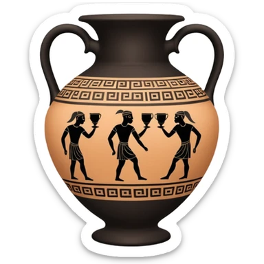 An emoji of an ancient Greek amphora vase with black-figure painting. sticker