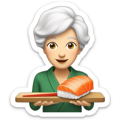 Une grand-mère sur une un sushi sticker