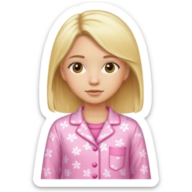 Girl with light skin blond hair and pink pijama sticker