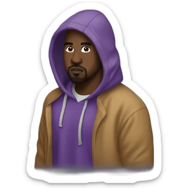 kanye west wearing headlamp and purple hoodie  sticker