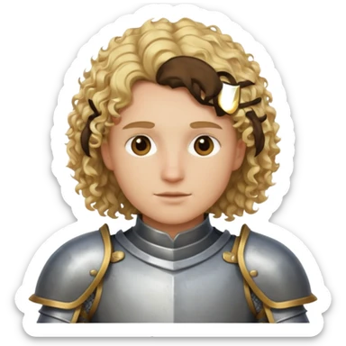 Knight with blonde hair and curly hair no mustache wearing armor sticker