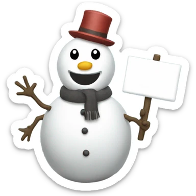 A snow man holding up a sign that says I hate work  sticker