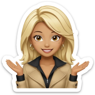 Blonde black gyaru girl sticker