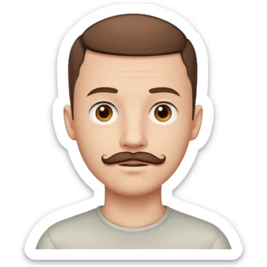 Pale man with short buzz cut brown hair, chin beard and mustache  sticker