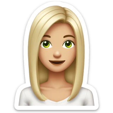 A stylish hooligan girl with dark shoulder-length straight hair and green eyes laughs sticker