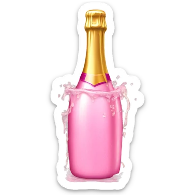 wet pink champagne bottle sticker