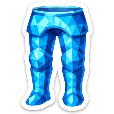 Transform these silver platelegs into diamond platelegs with a blue, crystalline, faceted appearance, keeping the same shape and style. The style should resemble emoji style with a transparent background. sticker