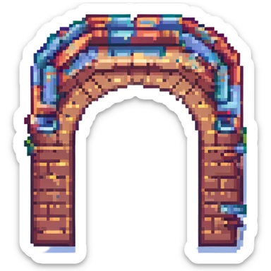 Pixel art gate with impossible shapes, inspired by M.C. Escher, detailed, isometric, no text sticker