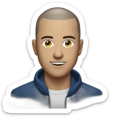 A buzzcut men with blue flames in his eyes sticker