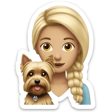 Blonde girl with Yorkie sticker