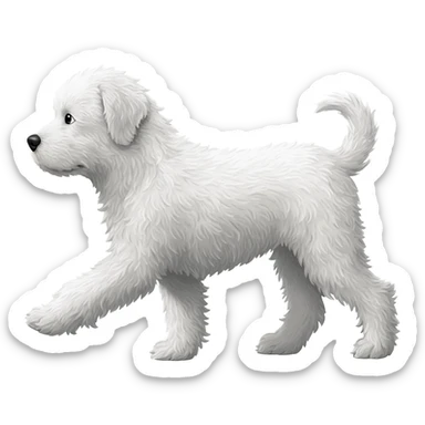 White fluffy dog walking side profile less details sticker