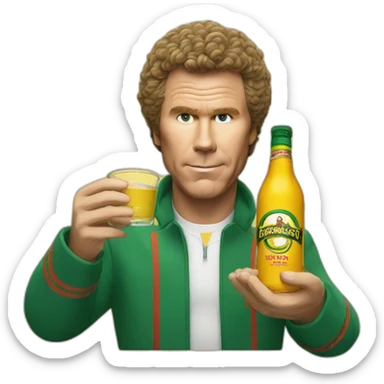 Will Ferrell with a bottle of buckfast sticker