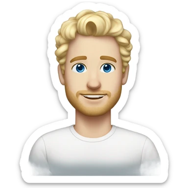 light curl blonde 30yo man blue eyed pale skin sticker