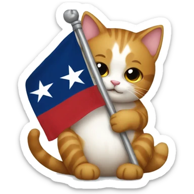 cat hugging texas flag sticker