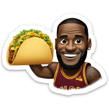 LeBron James holding a taco sticker