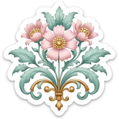 rococo regency flower sticker