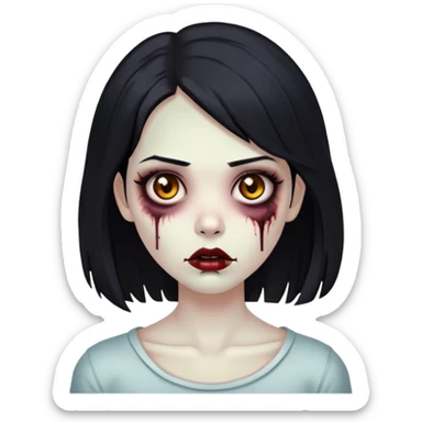 make a pretty zombie girl with shoulder length black hair I want her to have black features, with brown eyes and full lips sticker