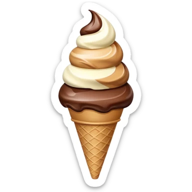 chocolate and vanilla swirl ice cream on cone sticker
