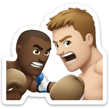 White guy with brown hair getting punched by a boxer sticker