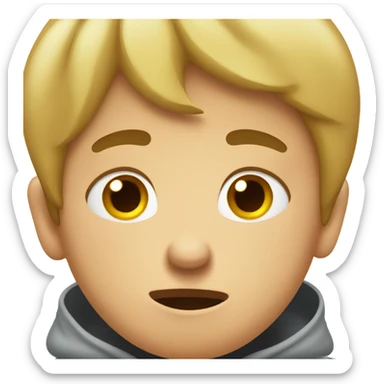 a headache hands on the  top of the head a pain expresion a boy sticker