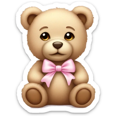 baby teddy bear with pastel pink bow  sticker