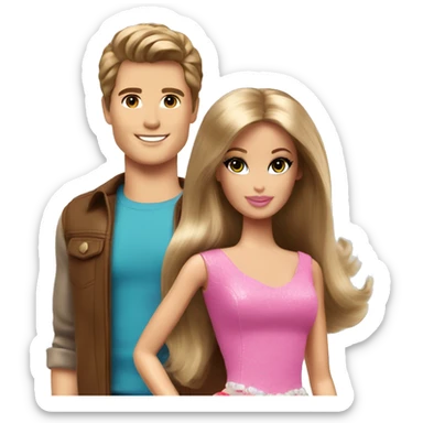 barbie and brown haired ken sticker