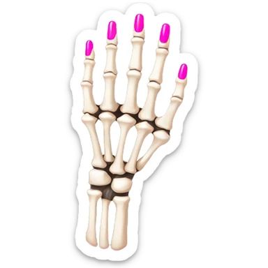 skeleton hand with long pink nails sticker
