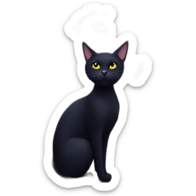 black cat staring a purple creepy moon sticker