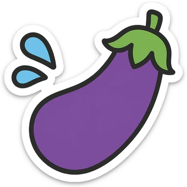 eggplant squirting water droplets colored icon sticker