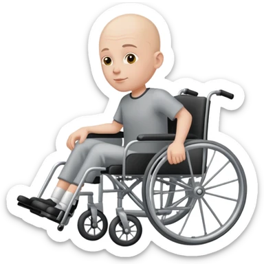 Una persona pelata in sedia a rotelle da vicino sticker