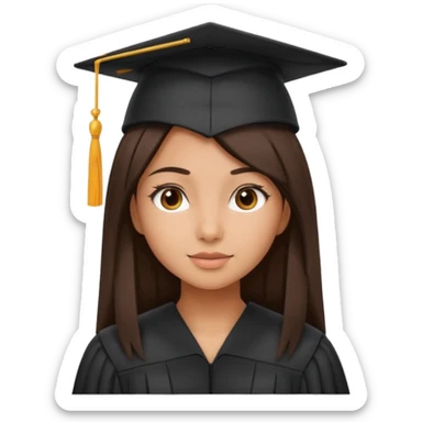 Niña graduada morena pelo liso  sticker