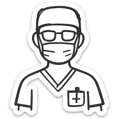 A modern doctor facing the front wearing scrubs sticker