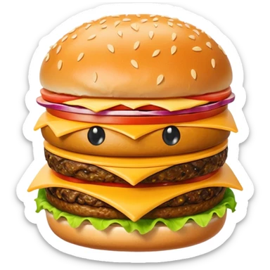 Burger and fries but separate and with faces sticker