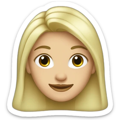 Mujer ,Pelo rubio ceniza media melena, ojos verdes grande, pestañas con rímel, sonrisa, cara alargadas sticker